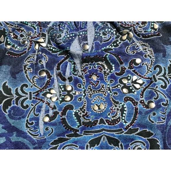 Avenue womens‎ Tunic Top size 18/20 1X Knit Art To Wear Blue Embellished NWT - Picture 8 of 10